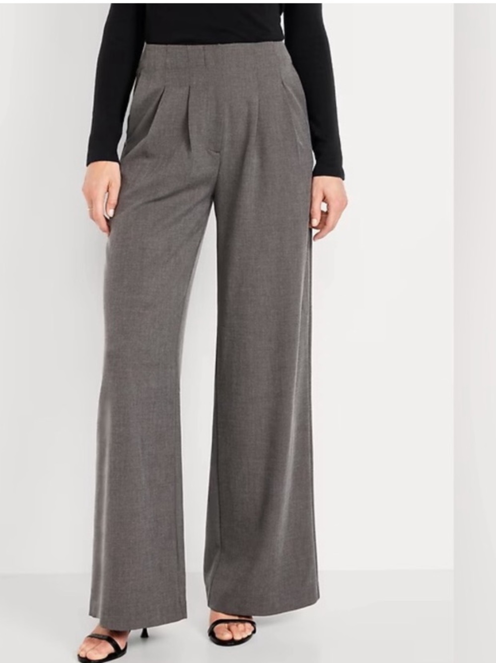 NEW Old Navy Extra High Rise Full Length wide Leg Trouser pant Grey Melange 16